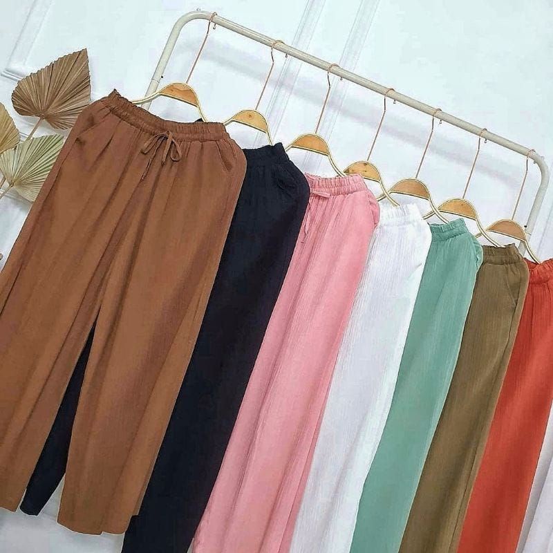 Ruby Kulot Celana Kulot Cringkle Highwaist Wanita Loose Cullote Pants