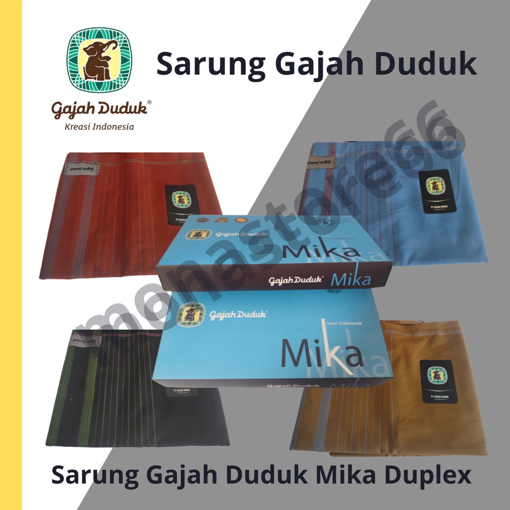Sarung Gajah Duduk Dewasa Mika Duplex Polos Tumpal Hijau Lumut Maroon Coklat Biru Abu-abu Merah Jren