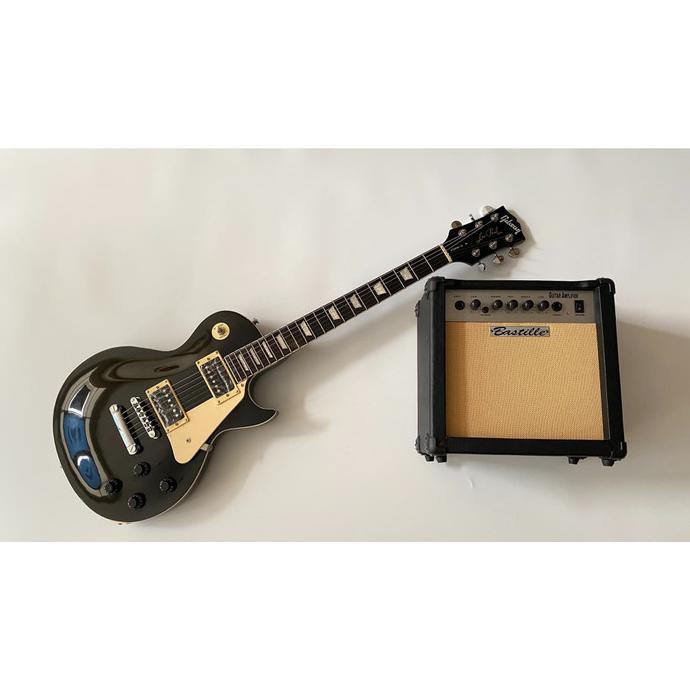 Gitar Gibson Les Paul Hitam + Ampli Bastille 7 Inch Original