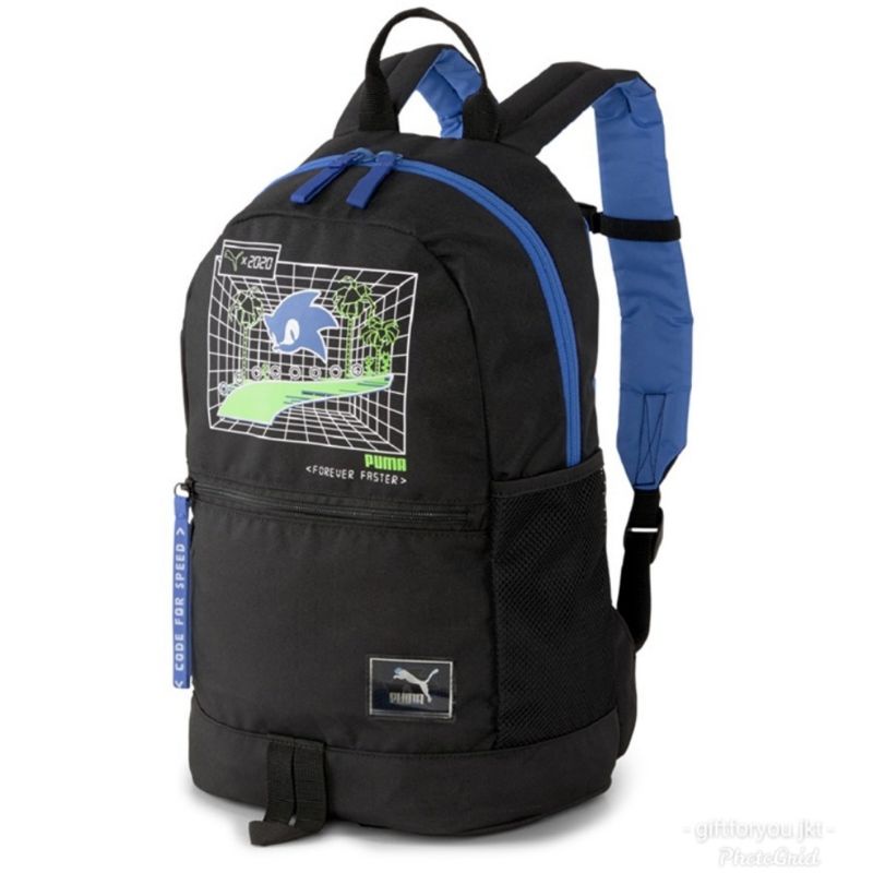 PUMA Kid Backpack Sonic Tas Ransel Anak Sekolah School Bag Aksesoris Figure Film Movie Cartoon Kartu