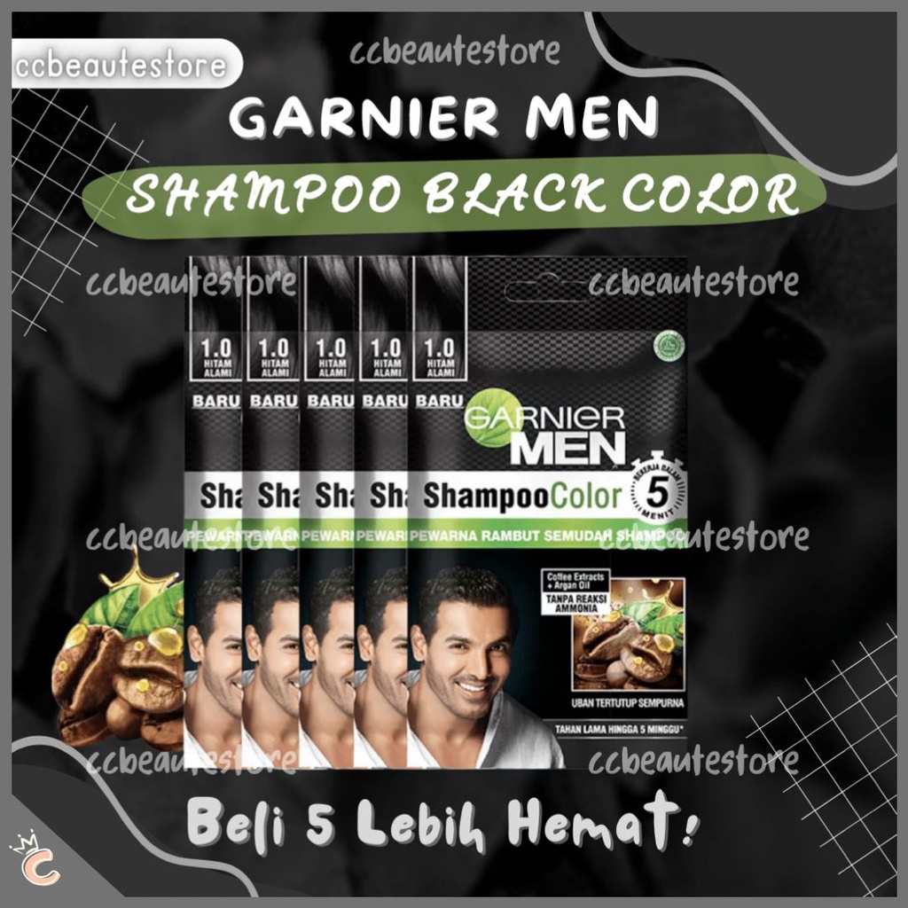 [Beli 5 Lebih Hemat] Garnier Men Shampoo Color Hair Care - Black Warna Hitam - Cat Rambut Garnier Pr