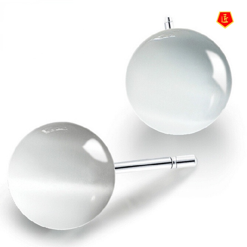 [Ready Stock]Silver Fashion Simple Opal Stud Earrings