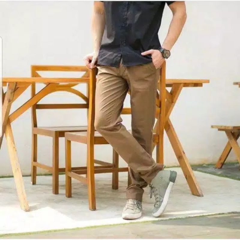 0TERLARIS CELANA PRIA CHINO Slim fit Panjang Kerja kantor Santai Liburan Cowok Gentleman 27 - 38