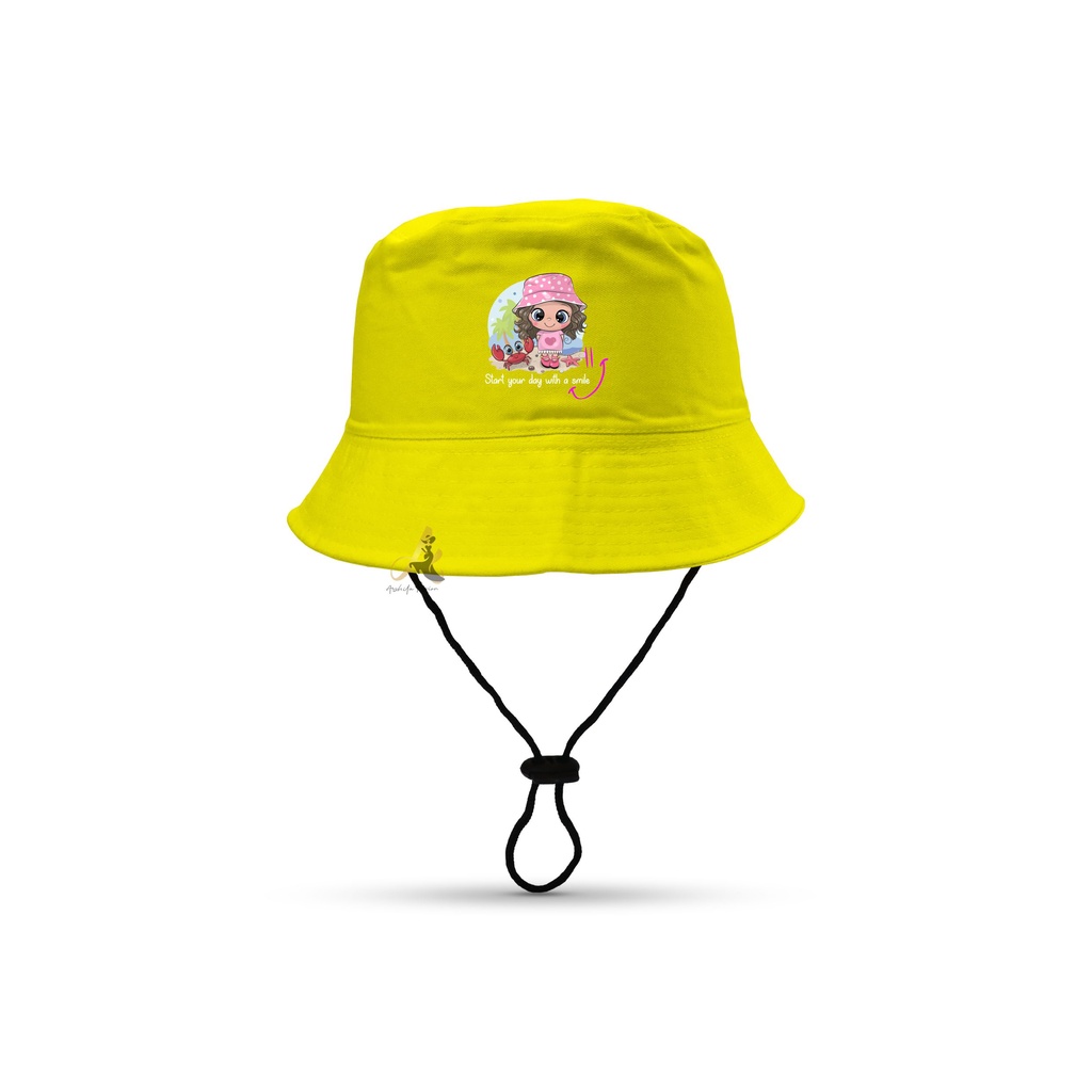 Topi bucket  sablon karakter hewan dan kartun