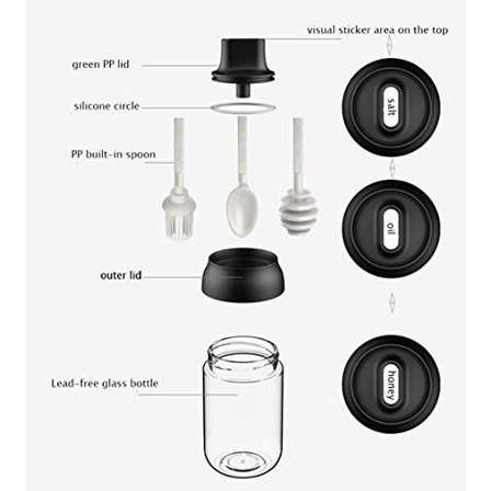 Botol Minyak Tempat Penyimpanan Bumbu Dapur Garam Gula Merica Berkualitas Kaca Kecap Sirup Botol Kaca Madu Kedap Udara Anti Bocor Oil Bottle Spray Fryer Honey / Spice Jar 100/180/200/300/500 ML