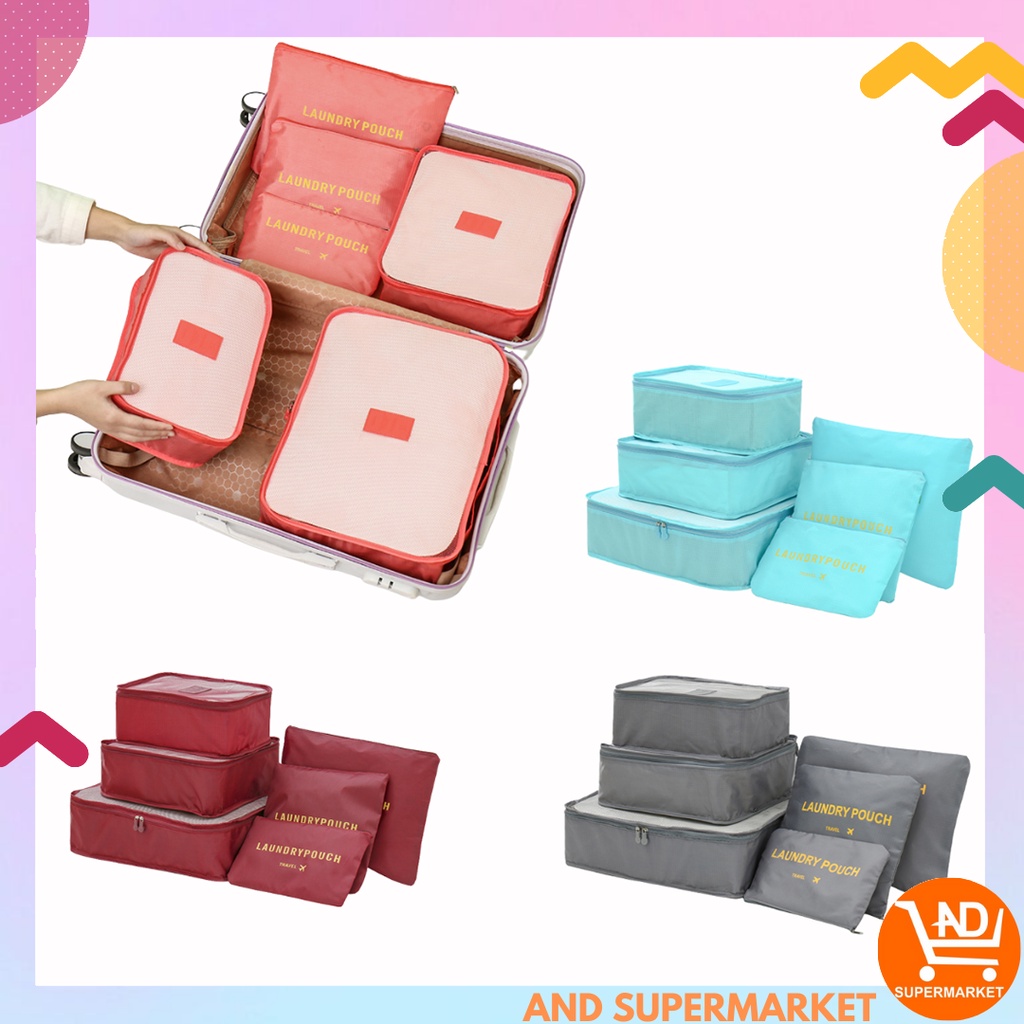 AND / COD / TAS TRAVEL POUCH ORGANIZER STORAGE 6 IN 1 LAUNDRY POUCH MURAH MULTIFUNGSI TT-04-6IN1