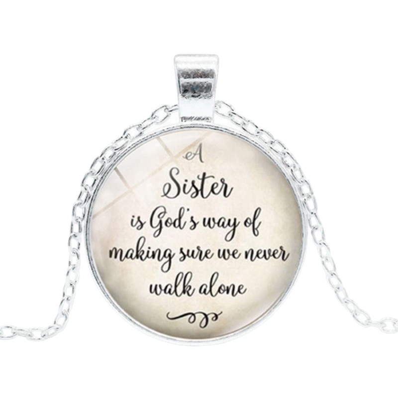 Fancyqube Kalung Tulisan Quotes A Sister Is God 's Way Of Maker We Never Walk Alone Untuk Hadiah Perhiasan