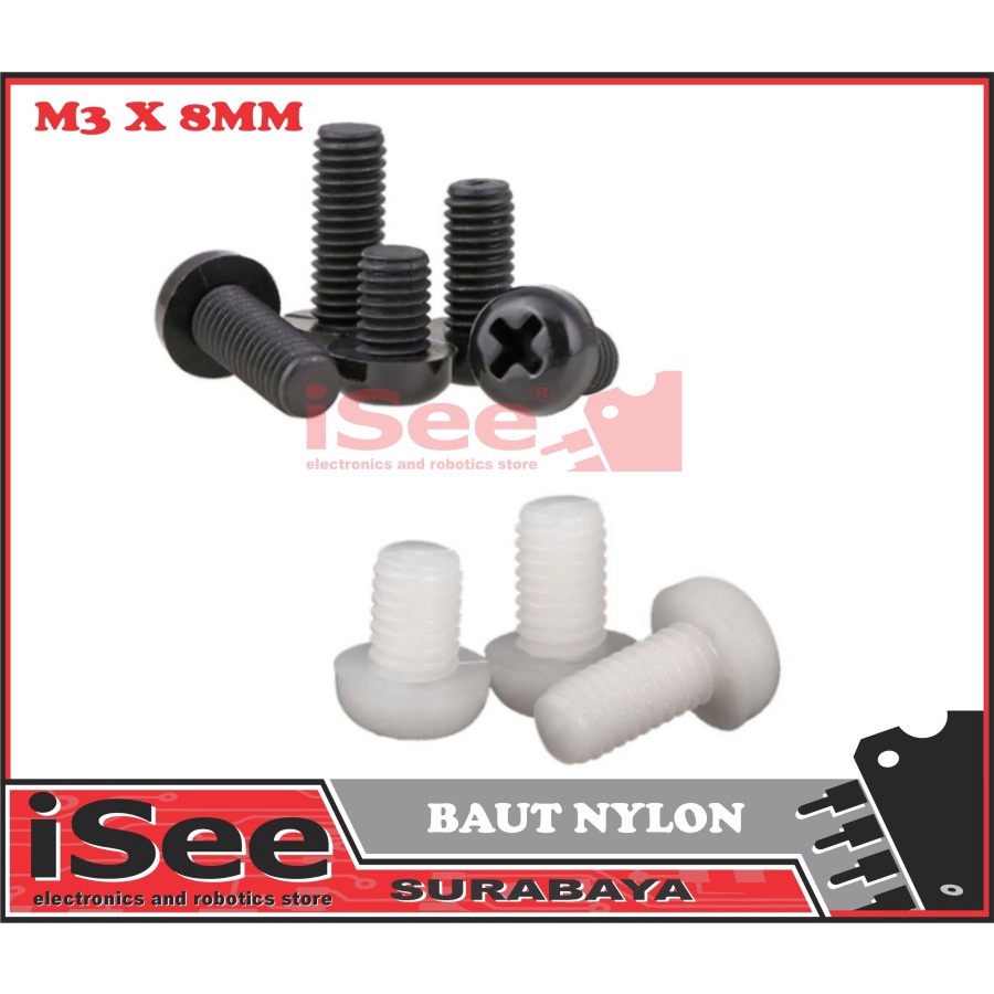 Baut Nylon M6X25mm Cross Screw Nylon height 25mm 25 mm 2.5 CM nilon M6