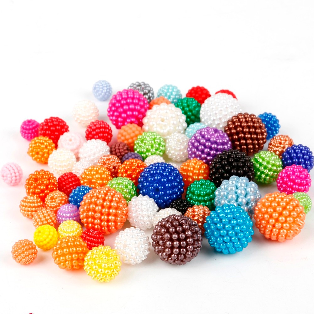 50-100 Pcs/lot Mutiara Imitasi 10/12/14/20 Mm Ukuran Memilih Plastik Campuran Warna Plastik ABS Longgar Spacer Beads untuk DIY Membuat Perhiasan