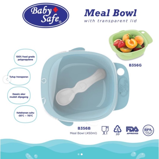 Mangkok Makan Bayi dengan Tutup Meal Bowl Baby Safe