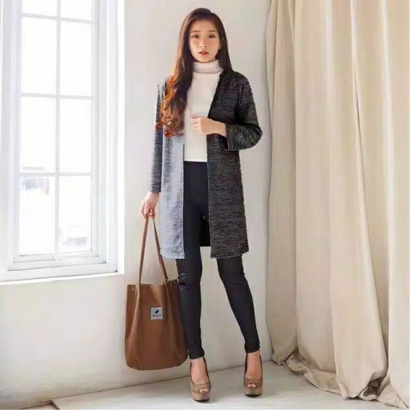 Long Cardigan Wanita Rajut Cardi Belle