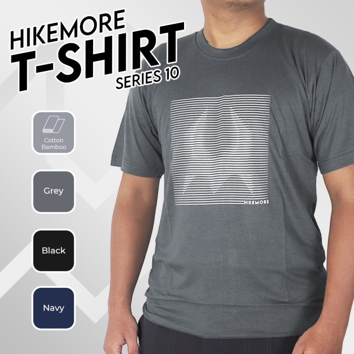 Hikemore T-Shirt 10 Kaos Lengan Pendek Casual Pria Wanita Cotton Bamboo Outdoor Original