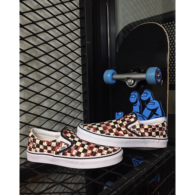 Vans Slip-On Classic Crew Checkerboard Black / Red / True White Original