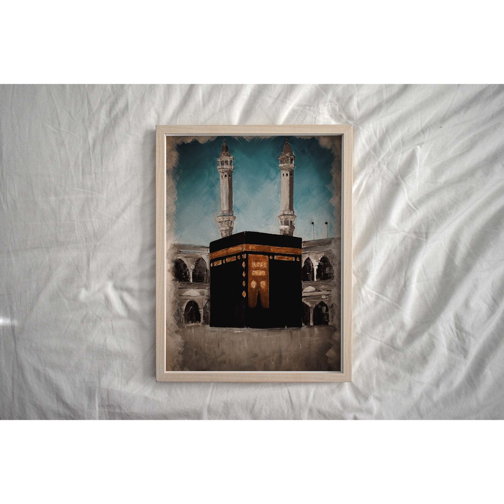 Pajangan Islami Gambar Lukisan Kabah Mekah Frame Kayu Minimalist 40x60 Cm Aesthetic Home Decor Shopee Indonesia
