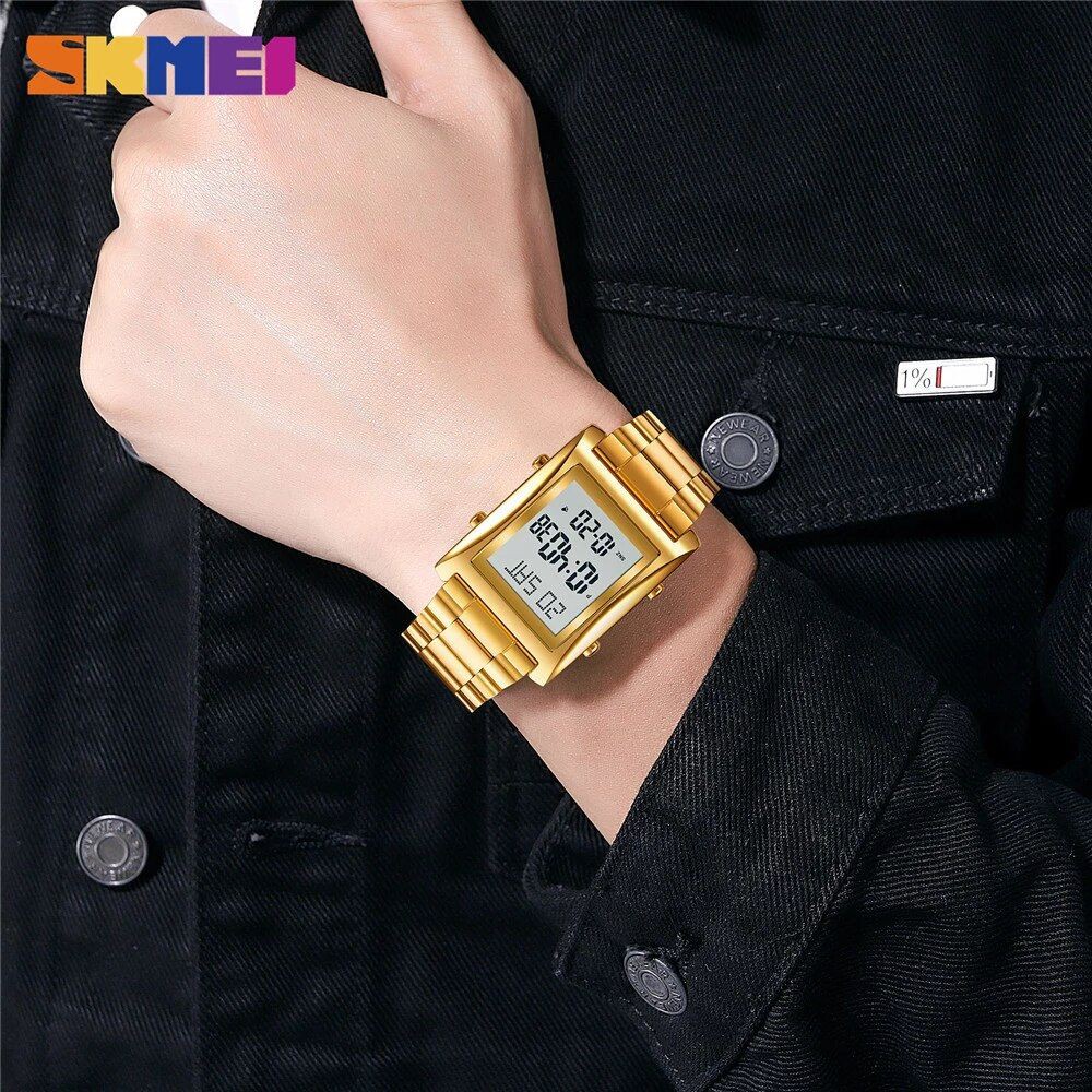 SKMEI 1812 Jam Tangan Pria Wanita Digital Dual Time Tali Stainless Steel WATCHKITE WKOS