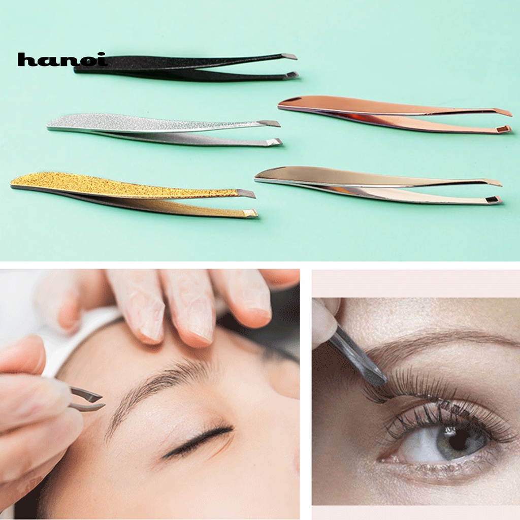 HQTM_Oblique Mouth Eyebrow Clip Multifunctional Stainless Steel Colorful Professional Tweezer Eyebrow Face Clip for Home Use