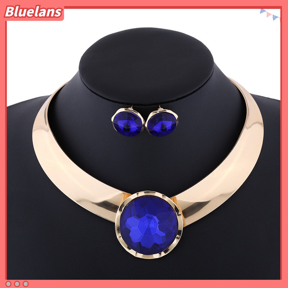 Set Perhiasan Kalung Anting Stud Cubic Zirconia Untuk Wanita