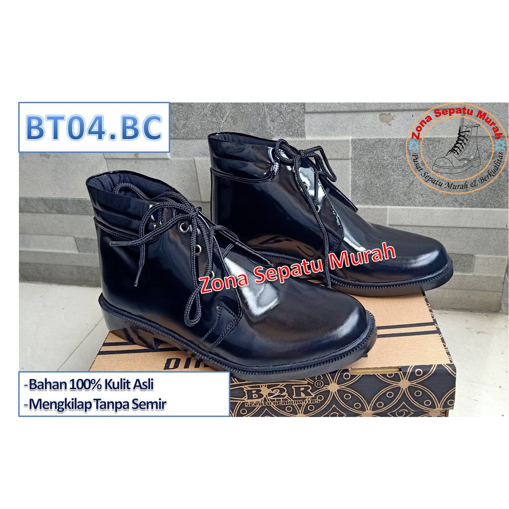Sepatu Pdh Kulit Mengkilap Seri BT04-BC merk B2R Standar TNI-Polri, Security