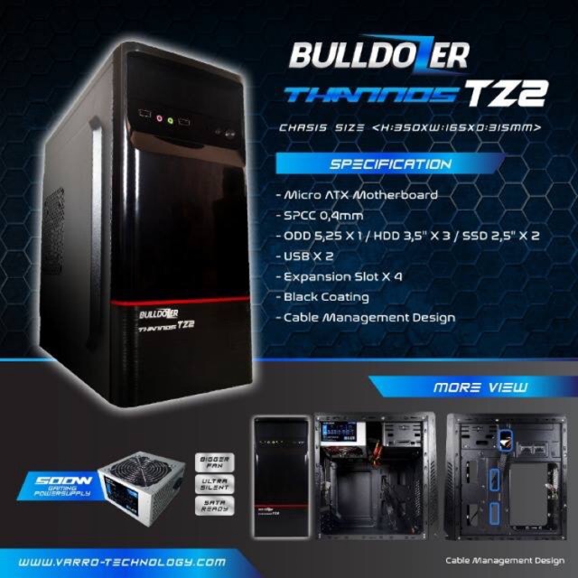 CASING CPU BULLDOZER + POWER SUPPLY GAMING 500W