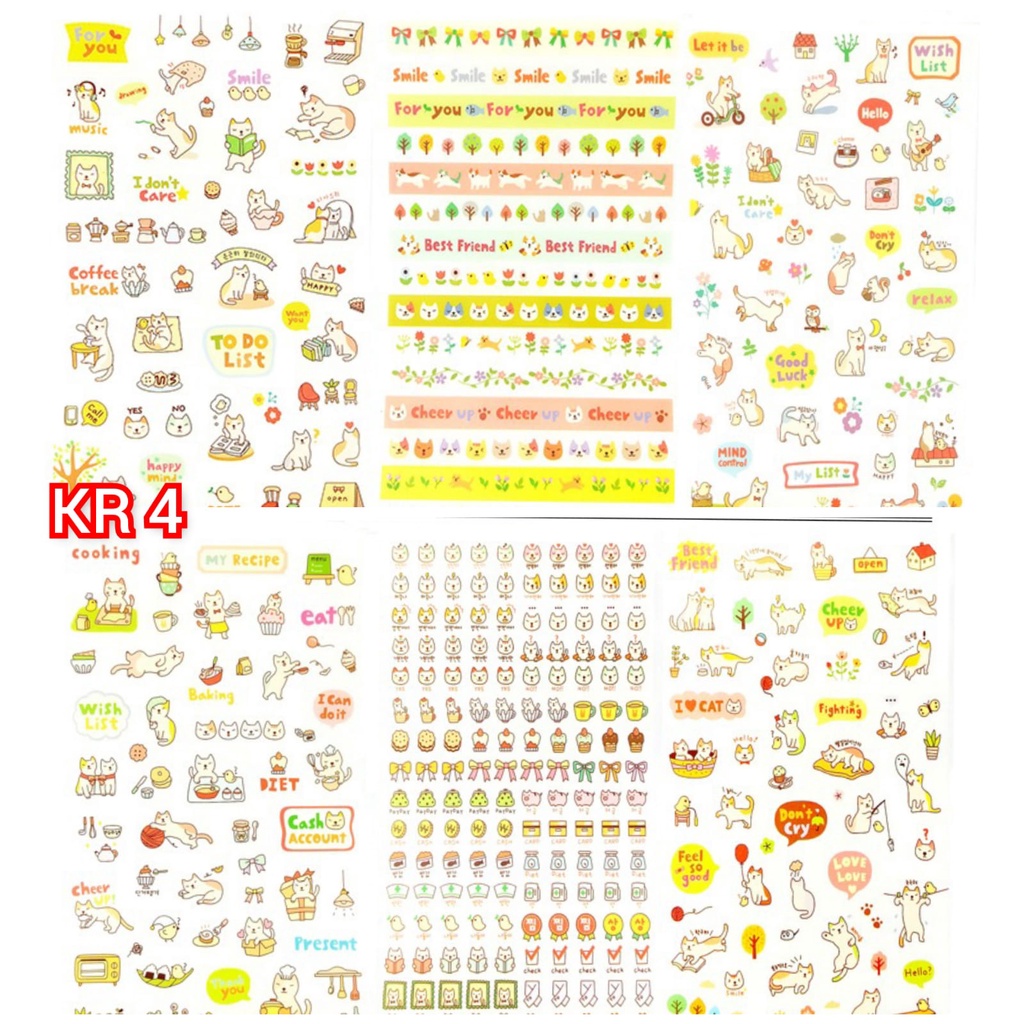 Stiker Sticker Mini Cat Kucing Lucu Mungil Emotikon Emoticon Motif Korea Korean Vintage Untuk Tempelan Pembatas Book Books Buku kertas Case Casing Chasing HP Handphone Vintage Toples Botol Seticker Tumbler Gelas Buku Diary Kado Unik Murah