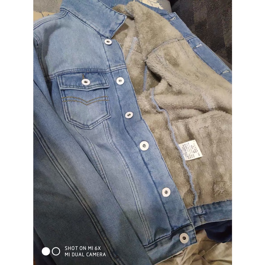 Jaket Jeans Pria Jaket Denim Pria Hangat untuk Musim Dingin