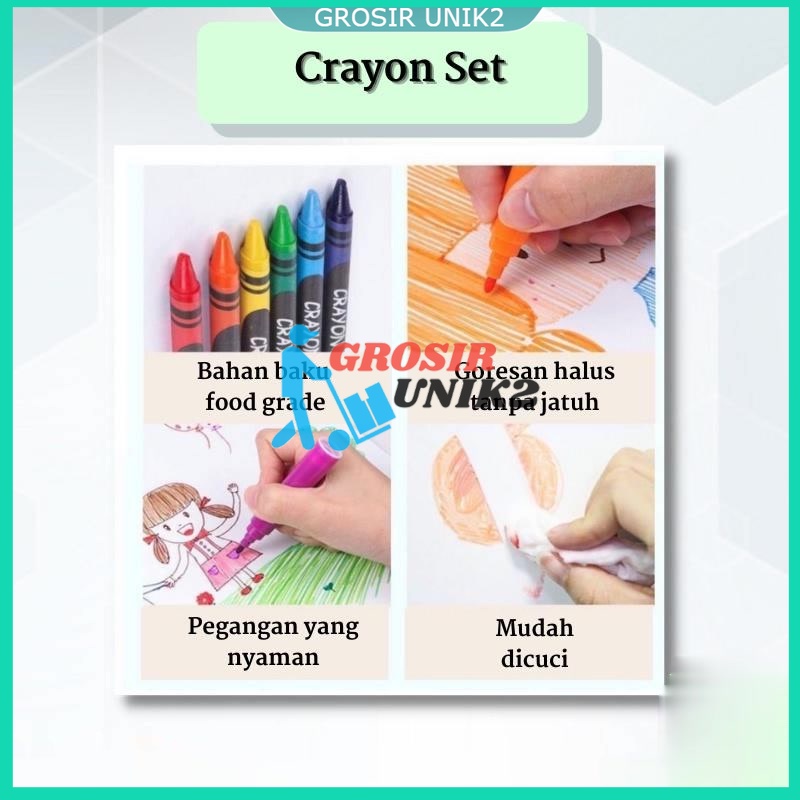 Pensil Warna Crayon Set 208 Pcs Alat Menggambar Mewarnai Anak PENCIL WARNA ANAK JUMBO