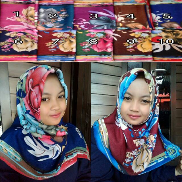 SEGIEMPAT BUNGA / JILBAB MAPTUN / KERUDUNG SQUARE / HIJAB FLOW SEGI4 / HIJAB SEGI EMPAT