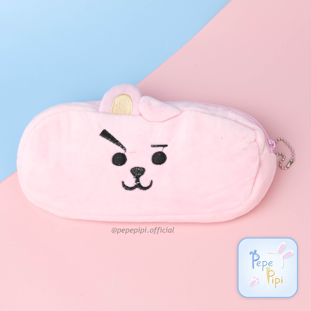 Kotak Pensil Boy Band Plushy Wadah Plush Kostak Bangtan Army Kpop Korea Pouch Makeup Kosmetik-kelinci pink
