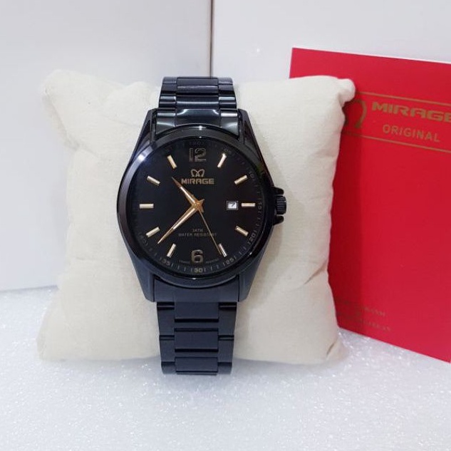 JAM TANGAN PRIA MIRAGE 8710 BLACK ORIGINAL