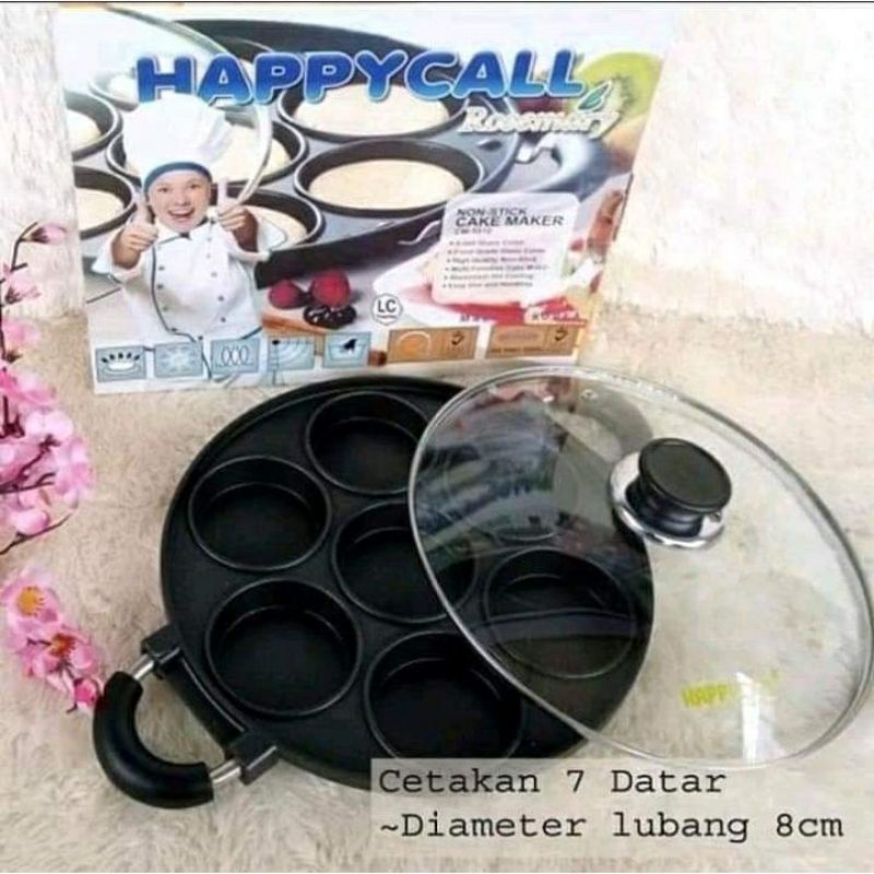 cetakan kue happy call 7 lubang datar apem lumpur martabak
