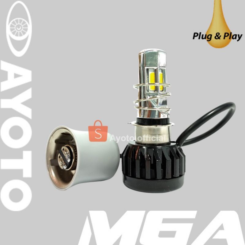 Lampu led motor socket  H4 H6/T19 AYOTO M6A 6sisi arus AC DC Watt 30+30 Vixion cb150r dll bebek matic