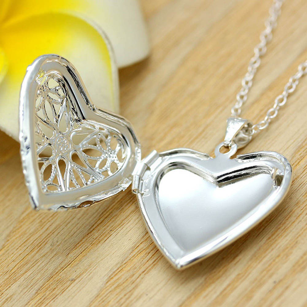 925 Sterling Silver Locket Box Photo Frame Necklace