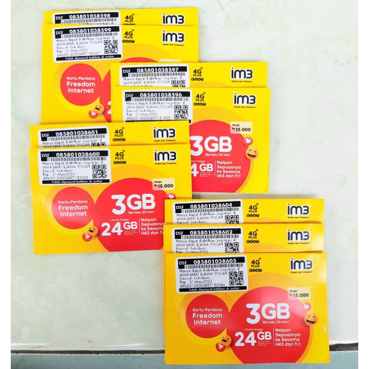 Perdana Indosat Freedom Internet 3GB + 1GB24Jam Full Total 4GB