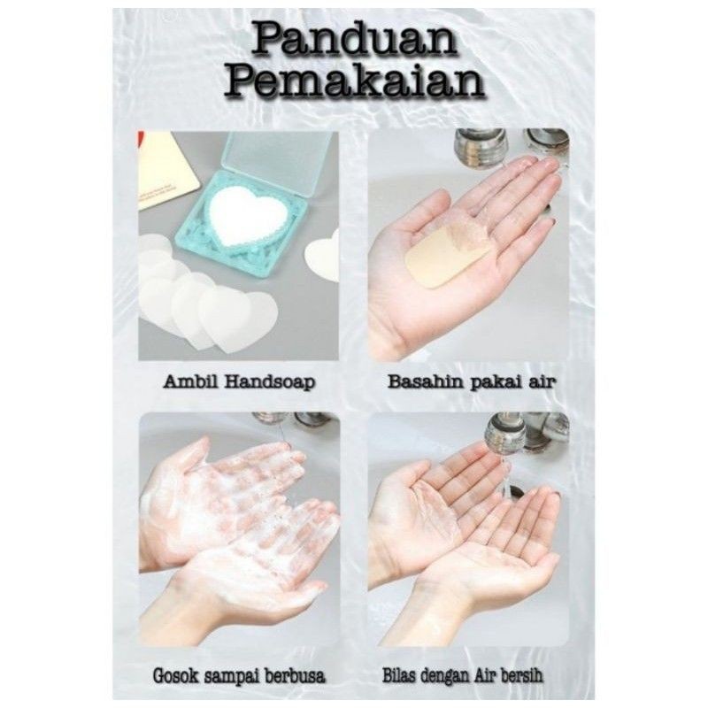 Sabun Kertas Sekali Pakai Bentuk Hati Disposable Hand Washing Tablet Travel Carry Toilet Soap Paper