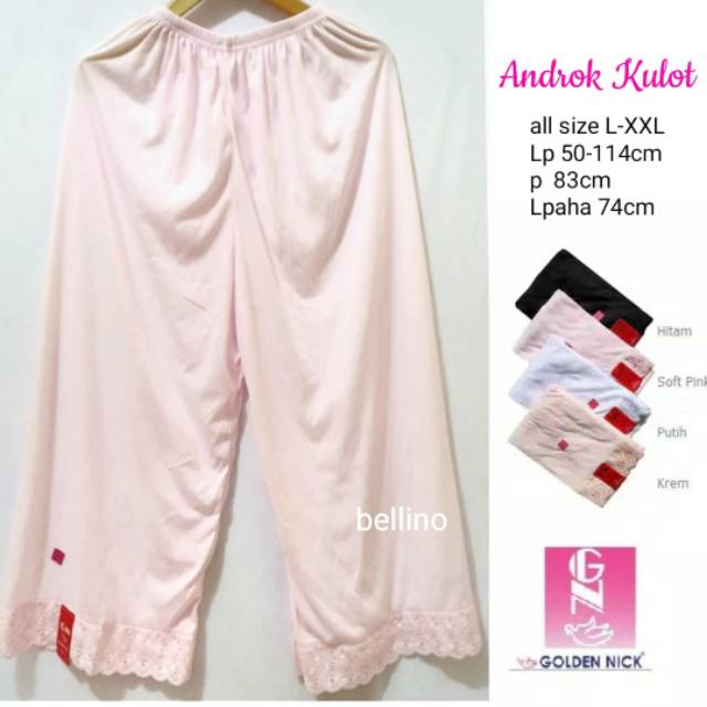 Kulot Celana Panjang Dalaman Wanita Inner Pants Kulot Androk Muat Jumbo Fit to XXl Adem Murah Golden
