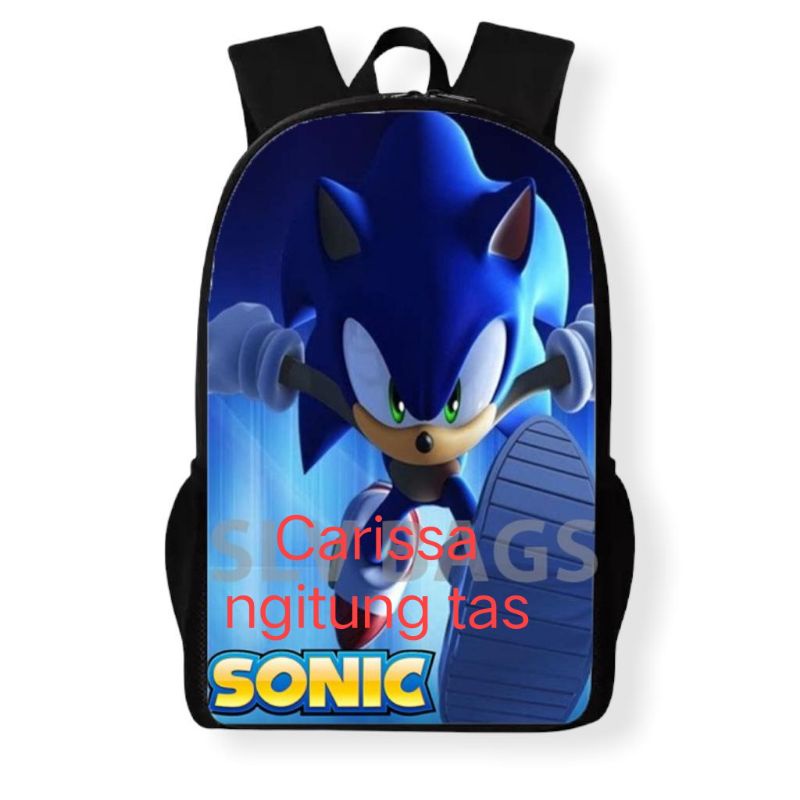 TAS ANAK ANAK ANAK SEKOLAH TK SD PEREMPUAN LAKI LAKI TERBARU KARAKTER SONIC HITAM TREND MASA KINI TA