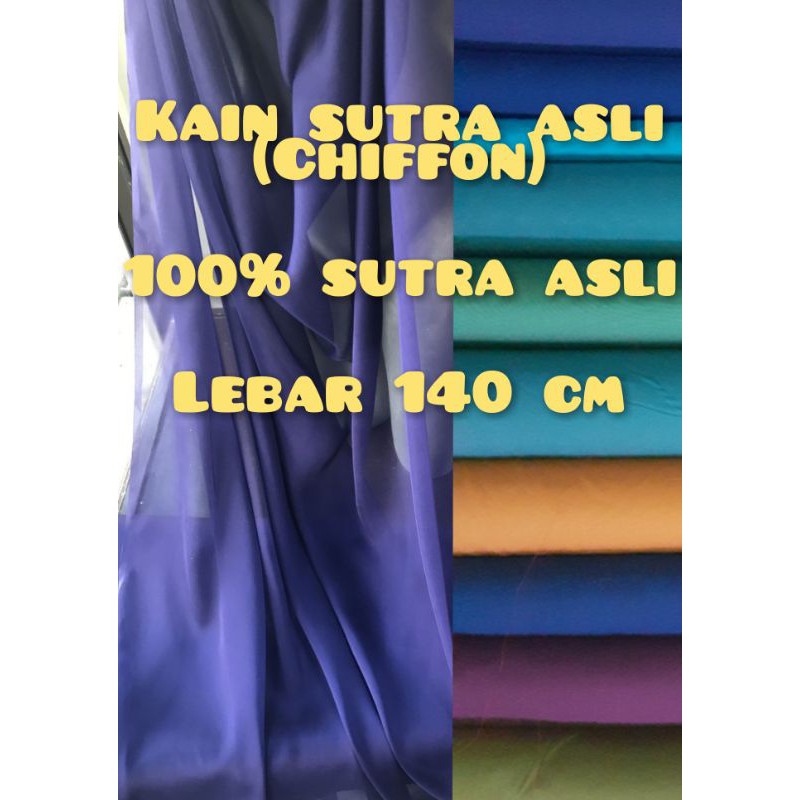 Kain Sifon Sutra Sutera Asli 12mm Mulberry Chiffon Silk fabric