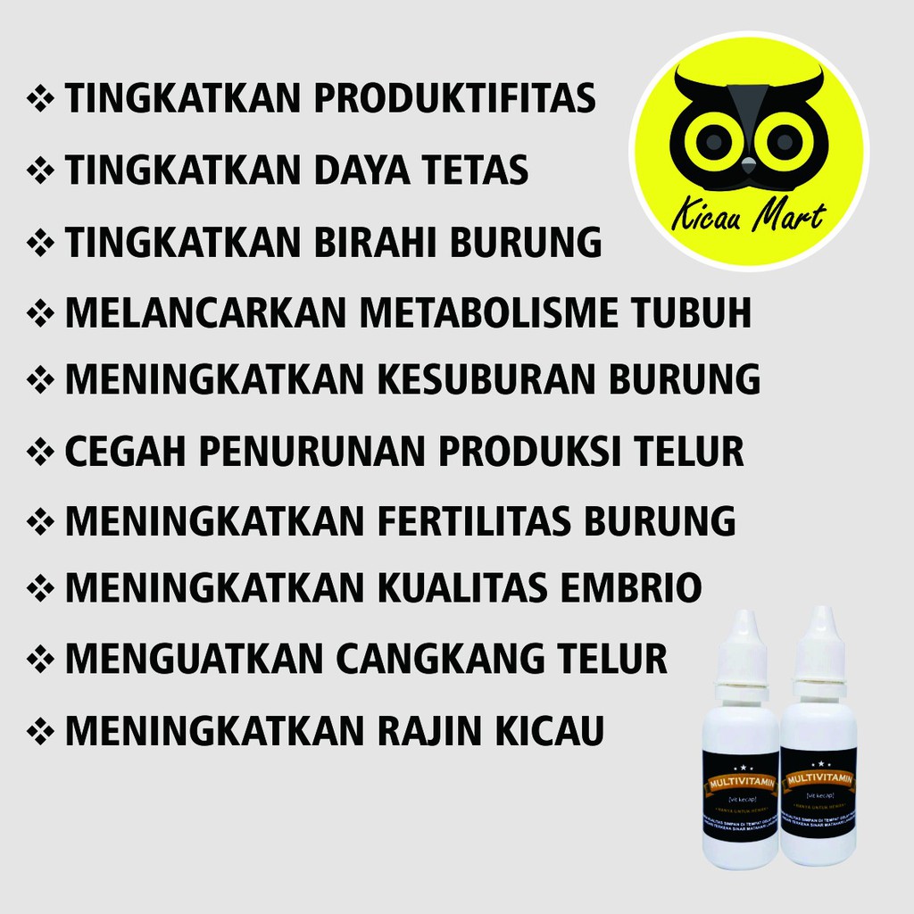 VITAMIN OBAT TERNAK BREEDING BURUNG LOVEBIRD KENARI KACER MURAI MULTIVITAMIN VIT KECAP VITKECAP