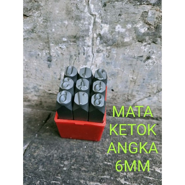 mata ketok angka 6mm 0-9 - mata ketok rangka motor
