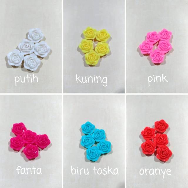 (Isi 5 pcs) Bahan Craft Mote Resin Mawar Doff / Susu Diameter 2 cm