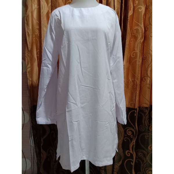 BAJU PUTIH/BAJU PUTIH OBLONG LENGAN PANJANG TYSU/BAJU PUTIH KURUNG/SERAGAM SEKOLAH MURAH