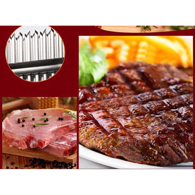 Penghalus Daging Steak Tenderizer Beef 48 Needle Blades Alat Tangan Pelunak Penghancur Daging Perlengkapan Dapur