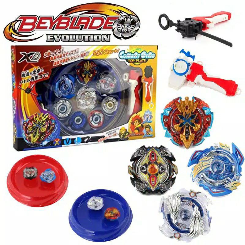 Best Seller 4PCS Bayblade Beyblade Burst Set With Grip Launcher Arena Stadium Battle Set Termurah