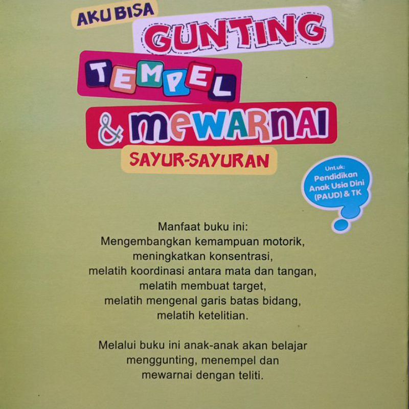 Buku Aku Bisa Gunting Tempel Dan Mewarnai Sayur-Sayuran