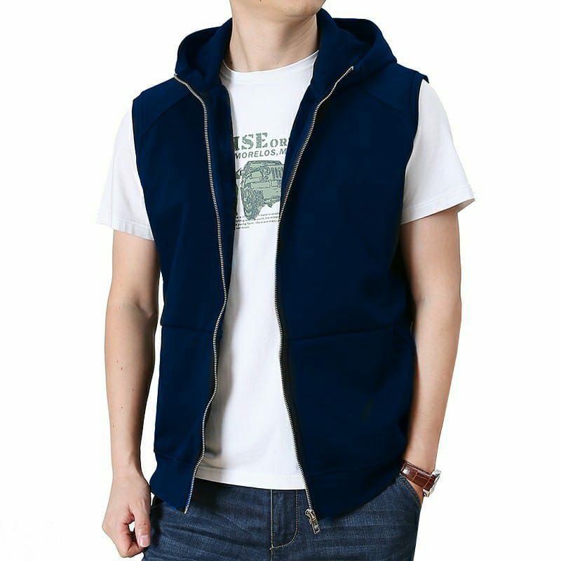 Jaket Rompi Hoodie pria fleece