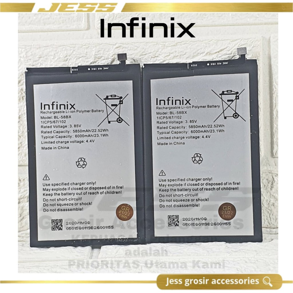 Baterai Original Infinix Hot 9 Play Hot9 Play X680 X680b , Hot 10s Hot10s X689 X689B BL-58BX BL58BX