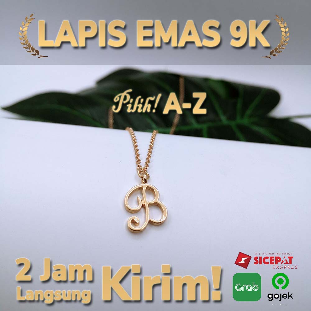 Kalung Huruf Inisial A-Z Lapis Emas 18K Kalung Fashion K IMN111-B--M74