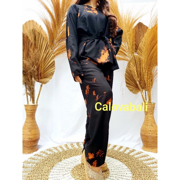 Piyama Tie dye Jumbo Smoke Lengan Panjang Bali