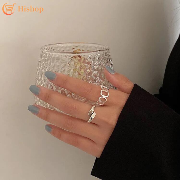 2pcs/set Elegant Rings Set Adjustable Simple Design Ring for Women Fashion Accessories Jewelry