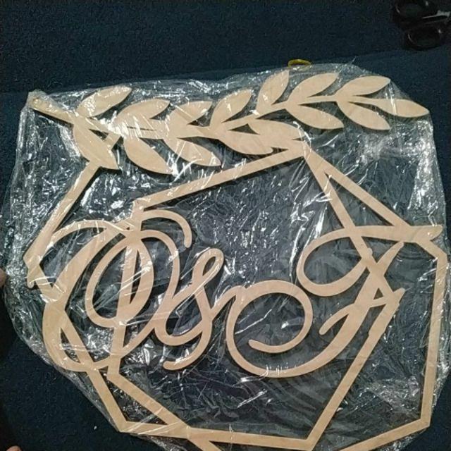 Wood Initial Inisial Custom Kayu Nama Dekor Backdrop 